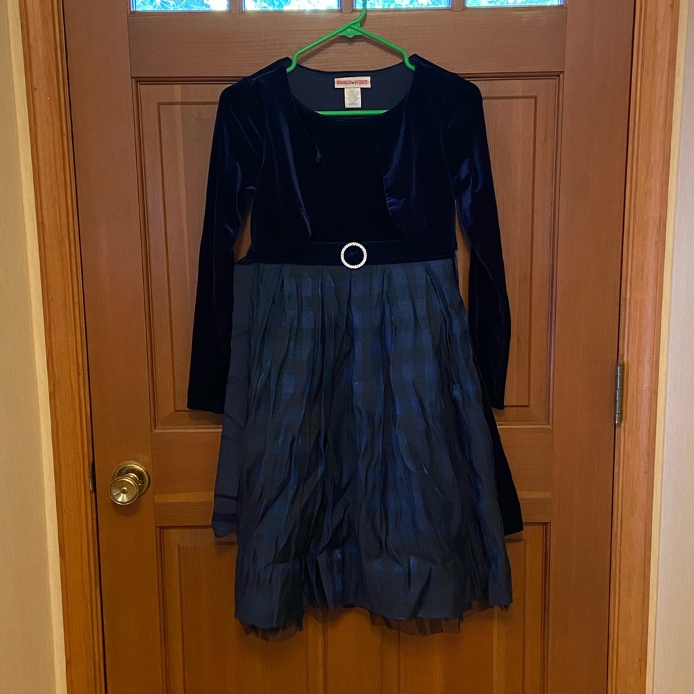 Emily West Navy and Black Plaid Dress